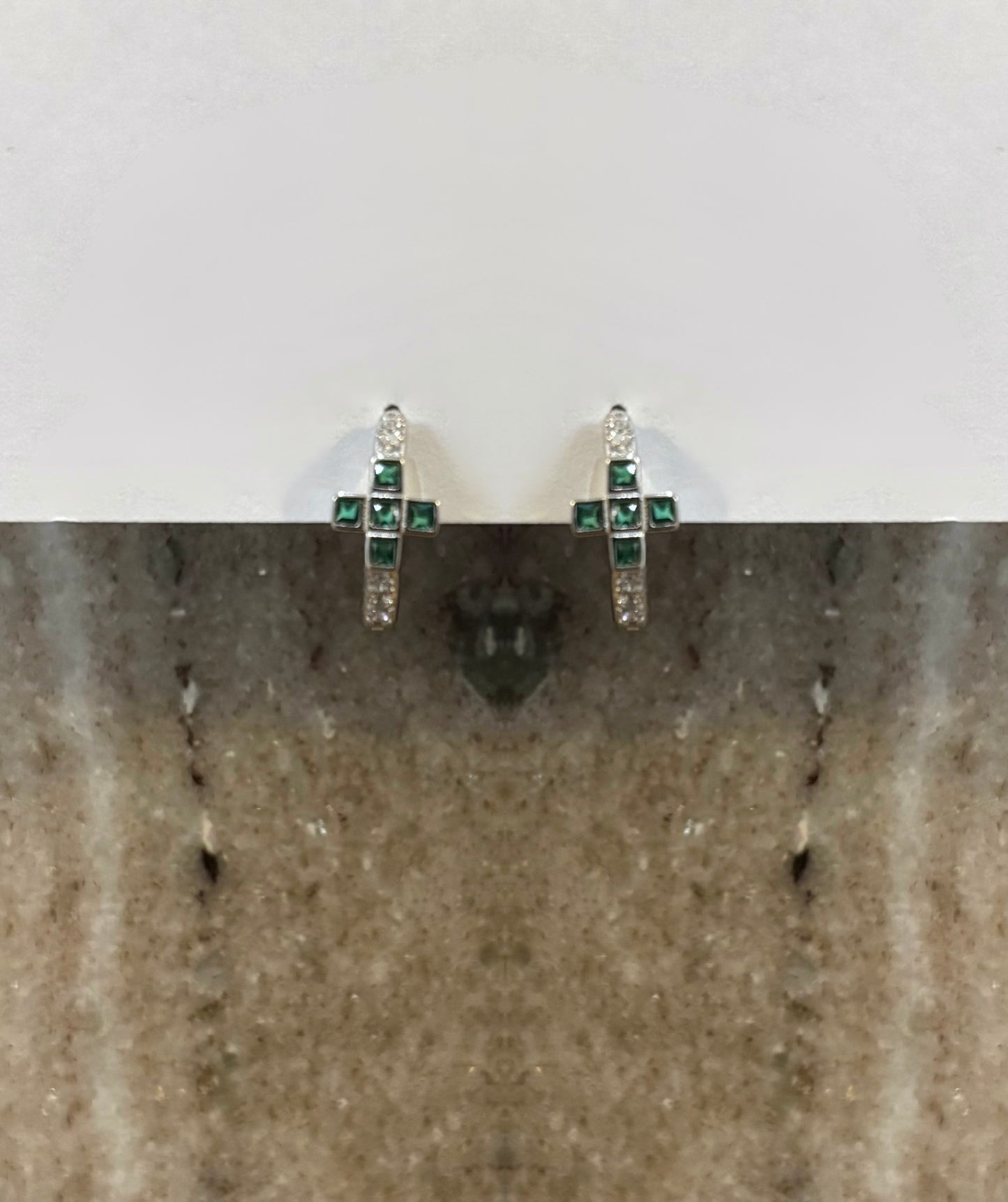 Green Cross Earrings
