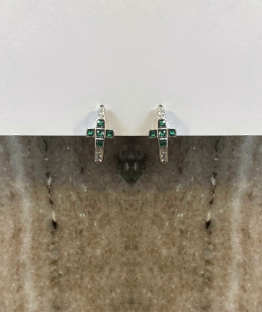 Green Cross Earrings