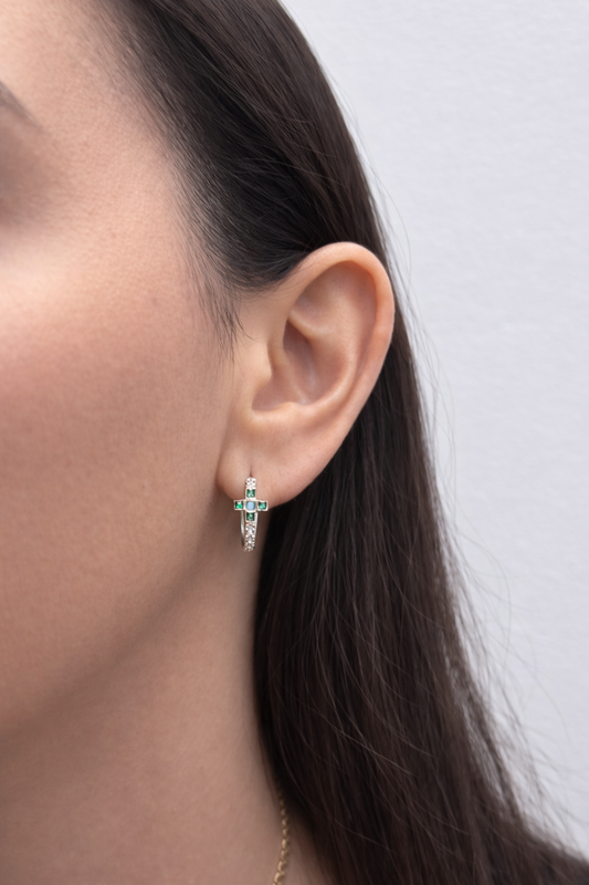 Green Cross Earrings
