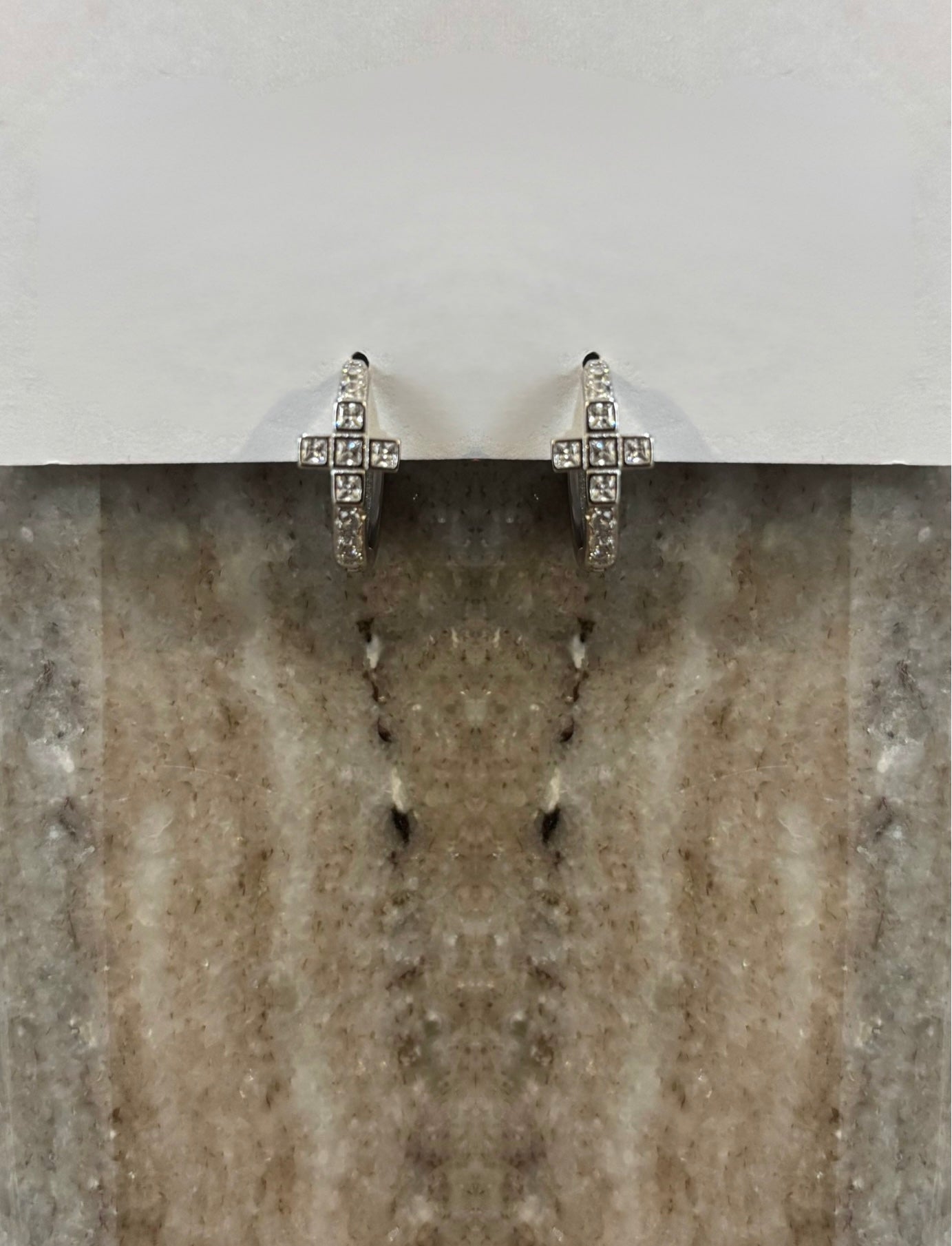 White Cross Earrings