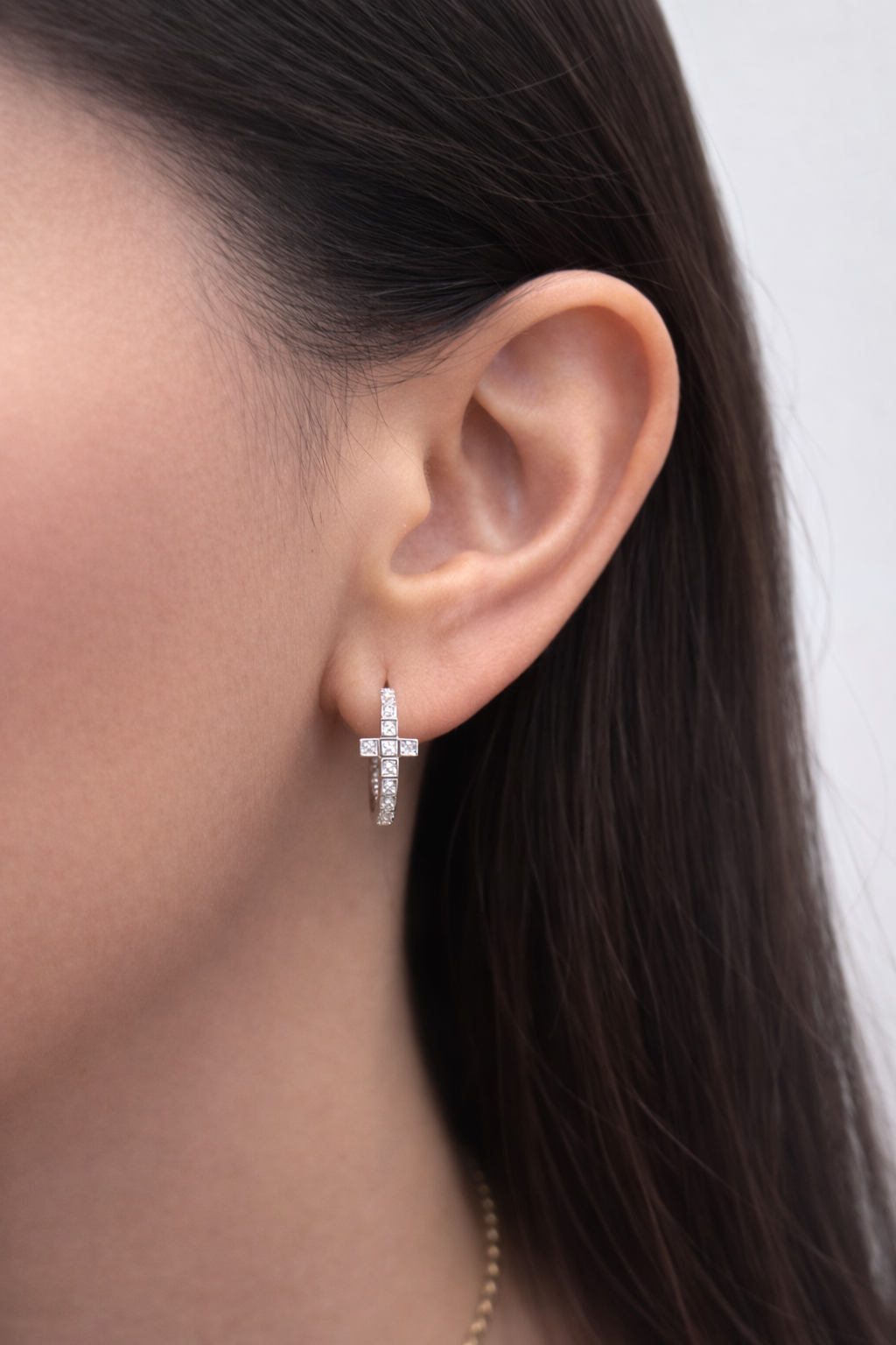 White Cross Earrings